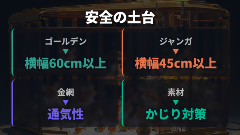 安全なケージサイズと素材選びで土台を決める