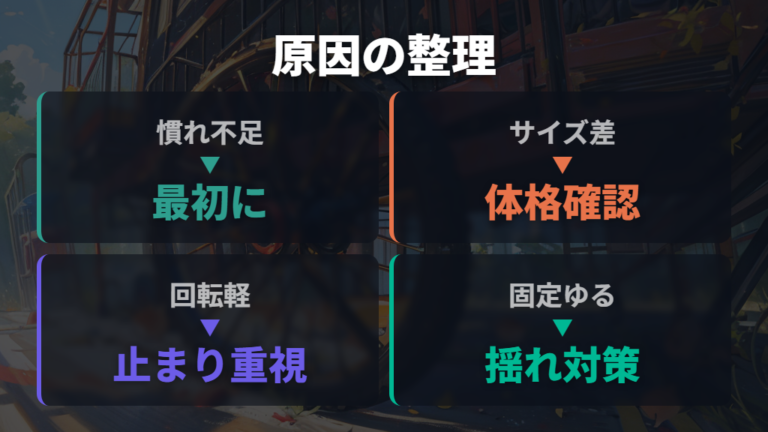 回し車で吹っ飛ぶ主な原因をまず切り分ける