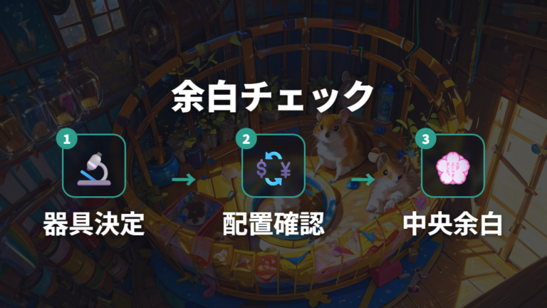 用品を入れても余る広さをレイアウトから逆算する