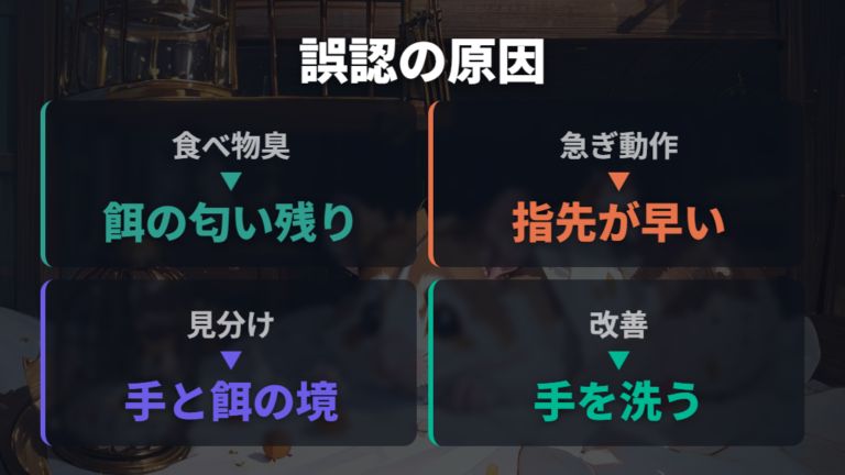 手を餌と間違えて噛む要因は匂いと手渡し時の動きにもある