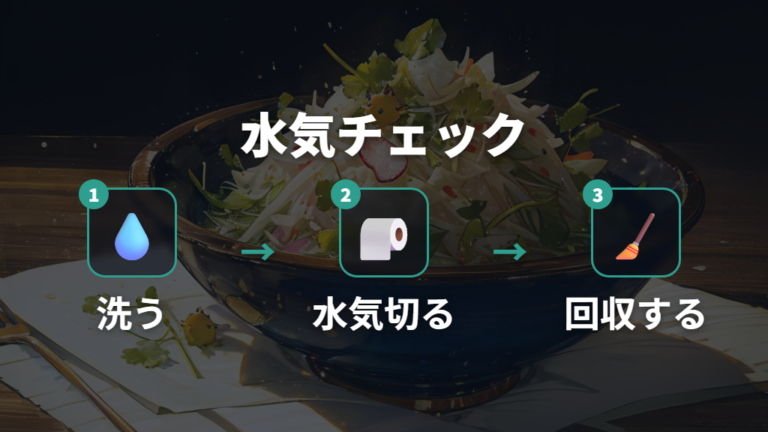 水洗いと水分の注意点は水気を残さないこと