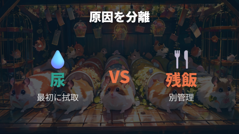 トイレなしの掃除と臭い対策は尿と食べ残しを分けて見る