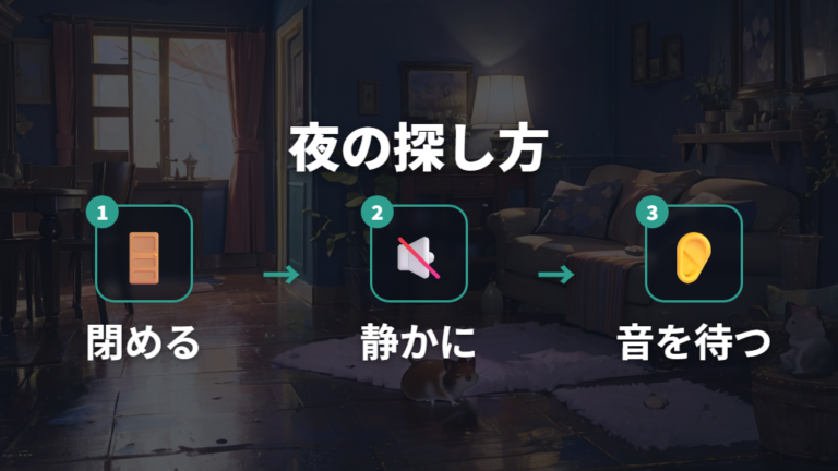 夜に探すときのコツは音を消して活動時間を待つこと