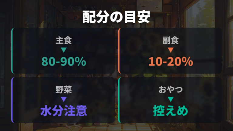 主食とおやつの適切な割合はペレット中心で考える