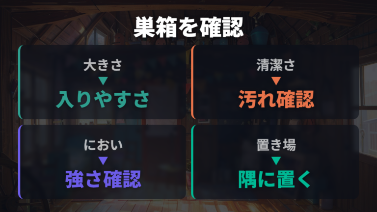 巣箱を使わない原因は大きさ・清潔さ・においを確認する