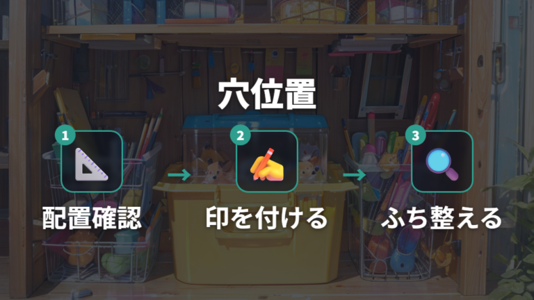 衣装ケースケージの作り方で穴開け位置を決める手順