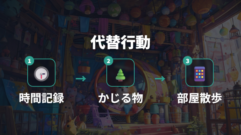 安全にやめさせる対策は噛める物と運動機会を用意する