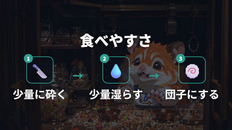 ペレットを食べさせる工夫は砕くなど少量で見る