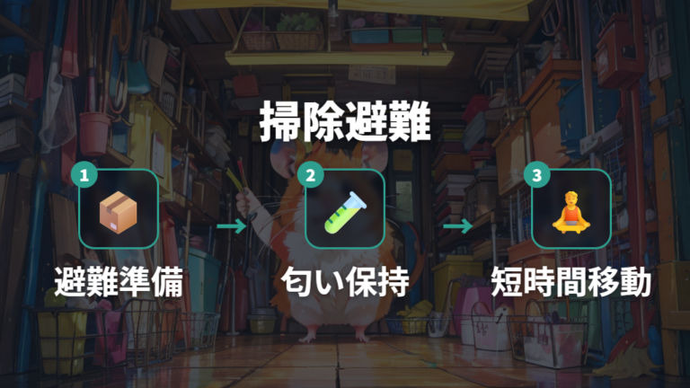 掃除中の一時避難方法はキャリーなど安全な退避場所を使う