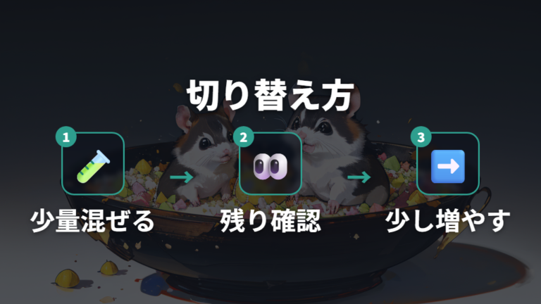 ペレットの切り替え方は急に一気に変えない