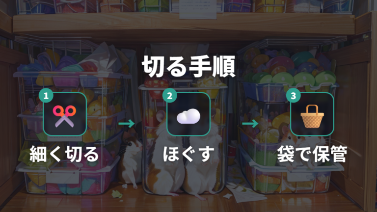 キッチンペーパーを補助・巣材用に切る手順