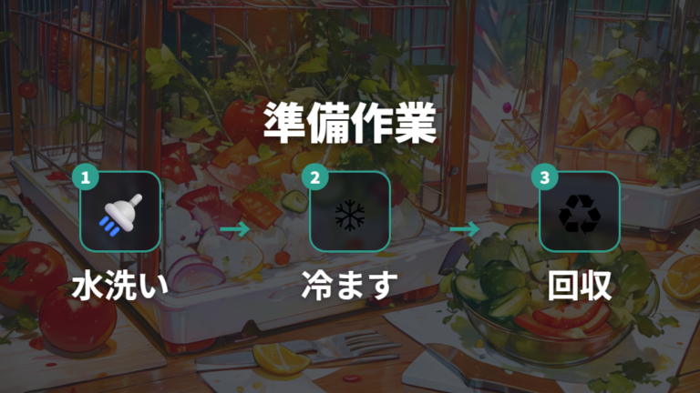 野菜を安全に出す準備は水洗いと回収まで