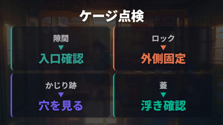 再脱走を防ぐケージ対策は隙間とロックの点検から
