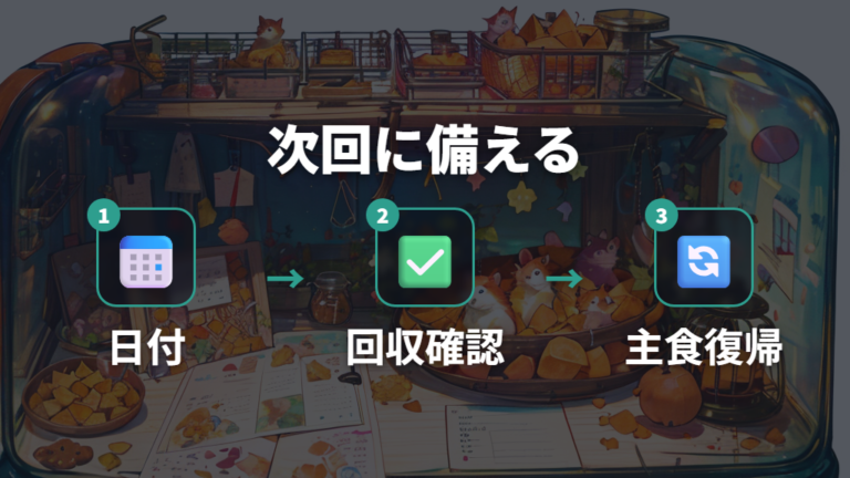 次から干し芋を与える方法は記録と回収までセットにする