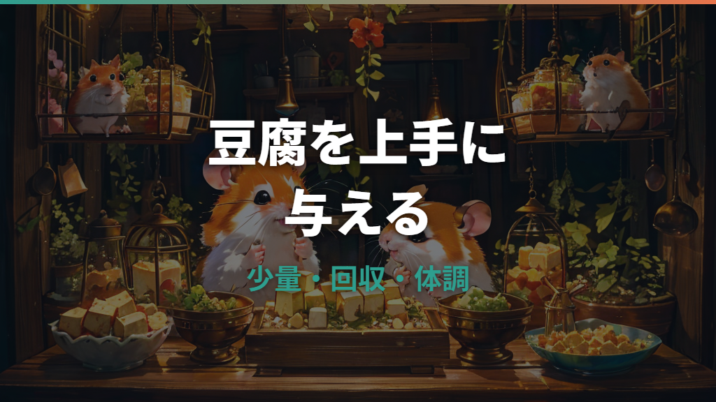 ハムスターに豆腐は大丈夫？適量・頻度・下痢を防ぐ与え方