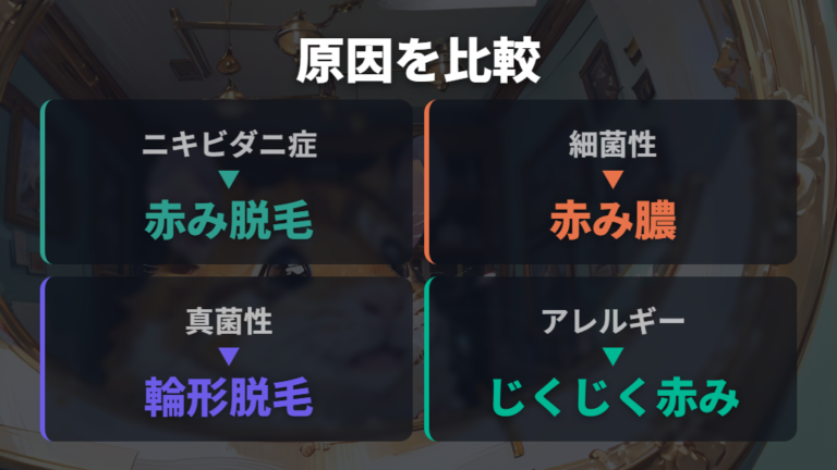 皮膚病や寄生虫の可能性を症状で比べる