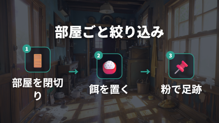 部屋ごとに捜索範囲を絞る方法は閉め切りと痕跡確認