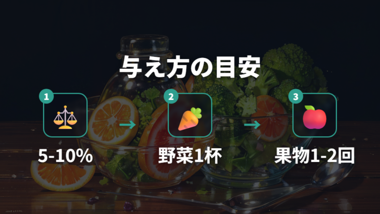 野菜や果物を与える量の目安を食材別に整理