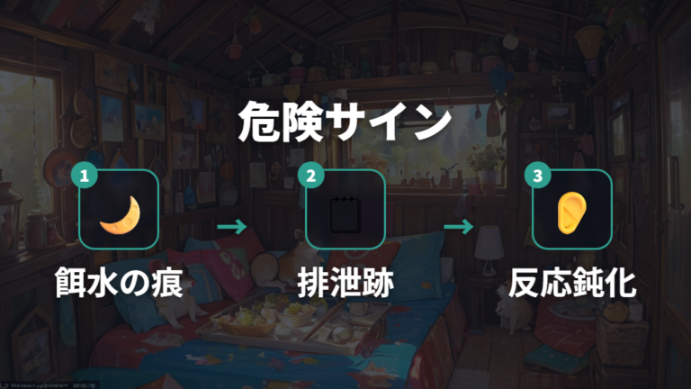 寝てばかりの危険サインは夜の活動跡で見る