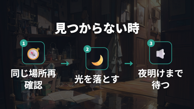 部屋ごとに探しても見つからないのは近くで動かないから?
