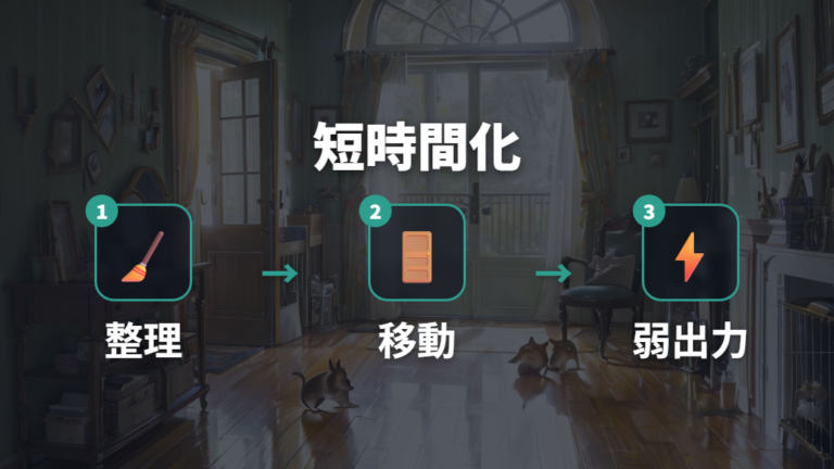部屋で掃除機をかける手順は移動と短時間化から始める