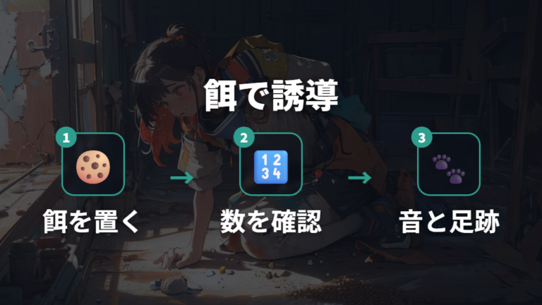 餌で安全におびき出すコツは数と音を手がかりにする