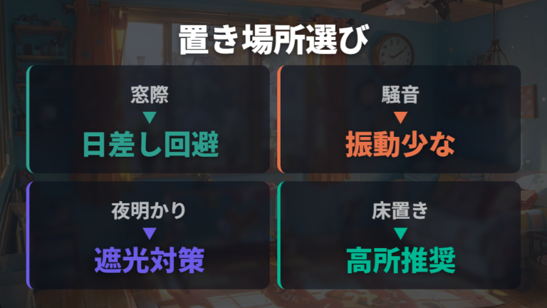 ケージの置き場所と遮光対策を条件別に比べる