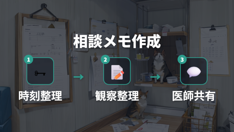 動物病院へ行く判断基準を伝えるためのメモを作る