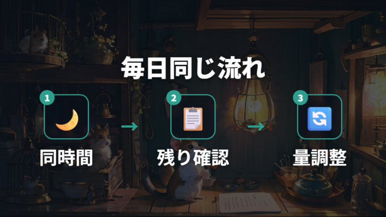 毎日のペレット量を安定させる与え方