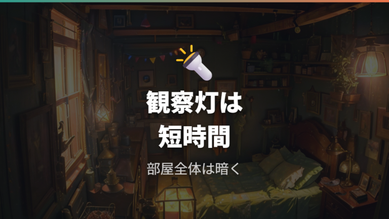 電気をつけっぱなしにしてよいか観察用ライトで判断する