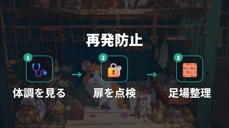 見つけた後の体調確認と再発防止でケージを見直す