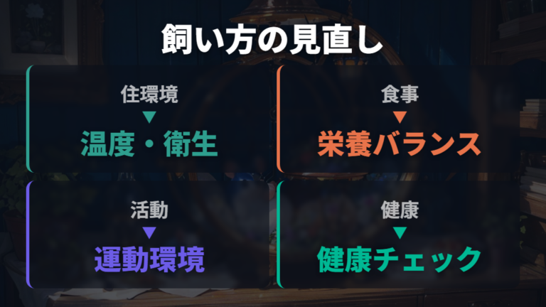 長生きにつながる飼い方は環境と食事を整える