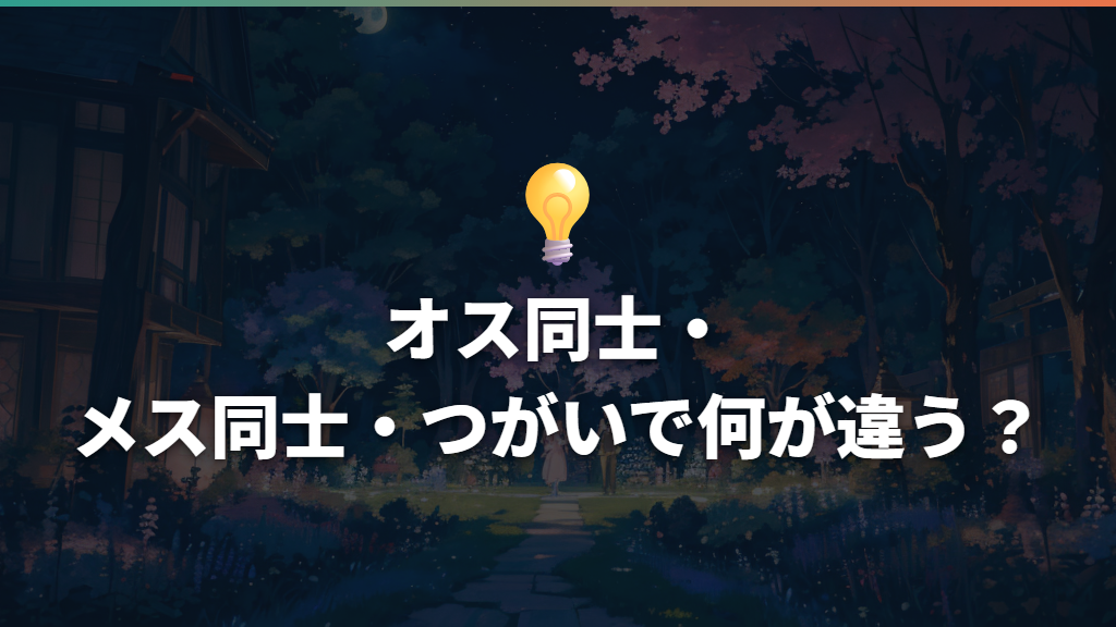 オス同士・メス同士・つがいで何が違う?