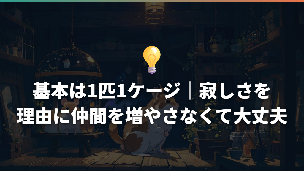 基本は1匹1ケージ｜寂しさを理由に仲間を増やさなくて大丈夫