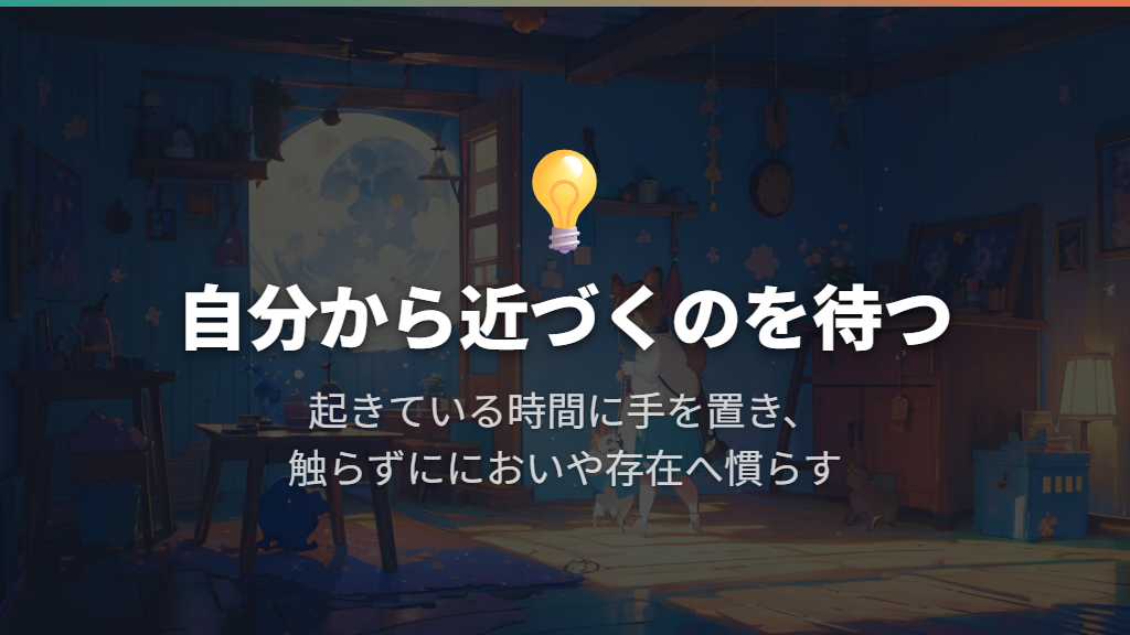 手に慣らすときは、自分から近づくのを待つ