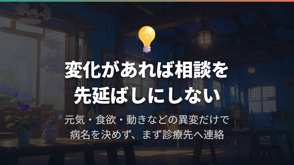 食欲や動きの変化があるなら、受診の相談を先延ばしにしない
