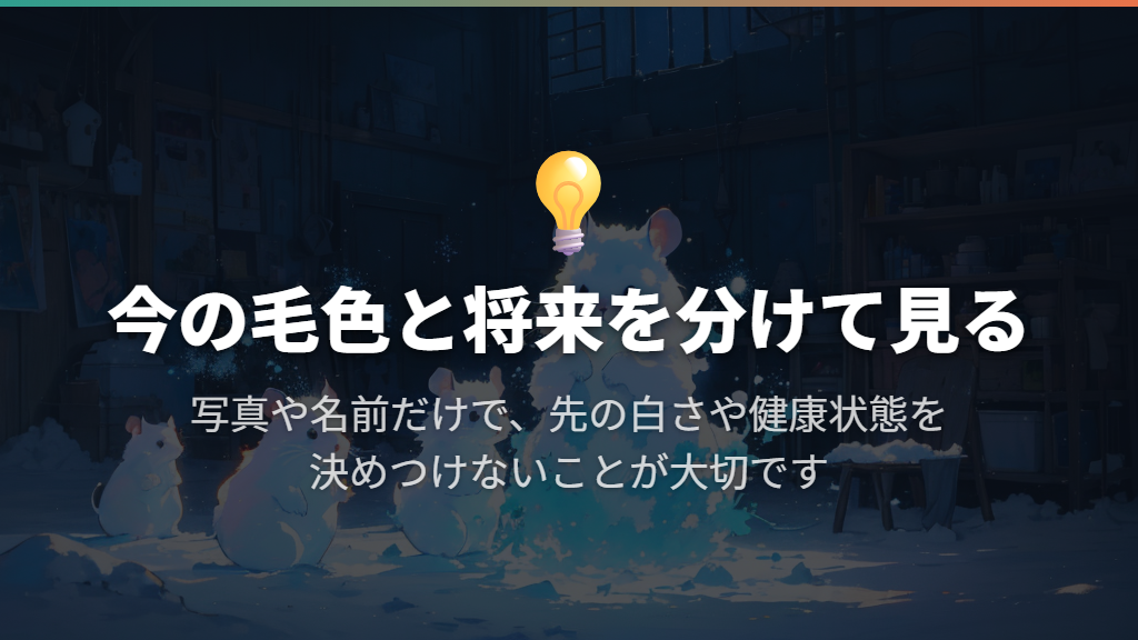 今の白さと将来の毛色は分けて考える