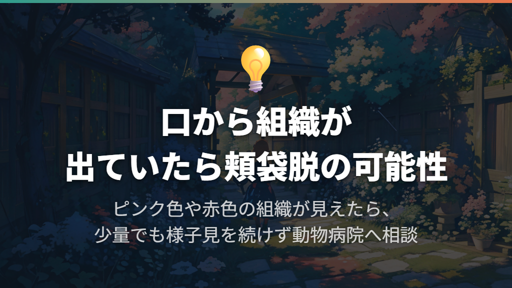 口からピンク色や赤色の組織が出ているなら頬袋脱の可能性