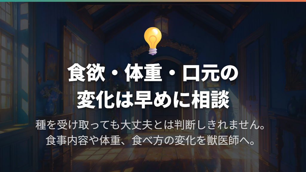 食べない・痩せる・よだれがある場合は早めに相談