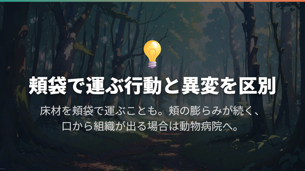 木くずを口にするときは、運んでいる場合と多量に口にする場合を区別する